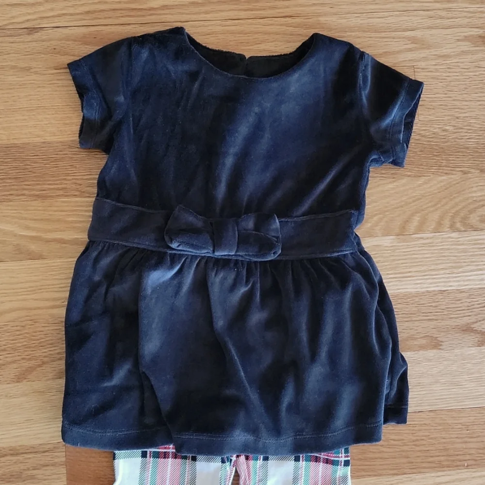 Carter's Girls Holiday Black Tunic Top Plaid Leggings